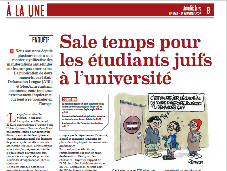 Sale temps pour les étudiants juifs à l’université