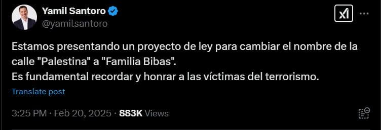 Buenos Aires: la »Rue de la Palestine » sera rebaptisée »Rue de la Famille Bibas »