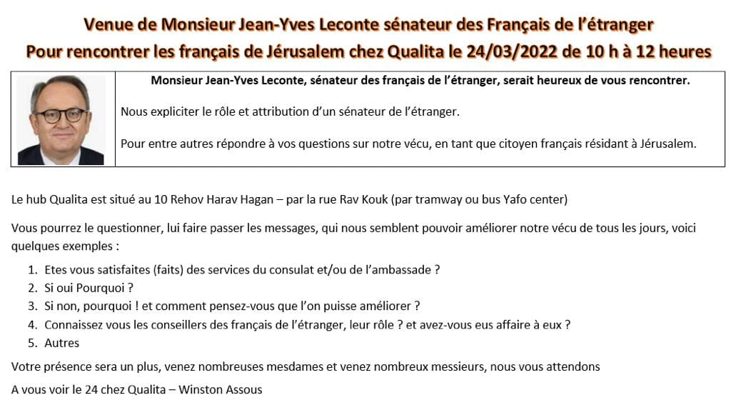 Venue de Monsieur Jean-Yves Leconte sénateur des Français de l’étranger